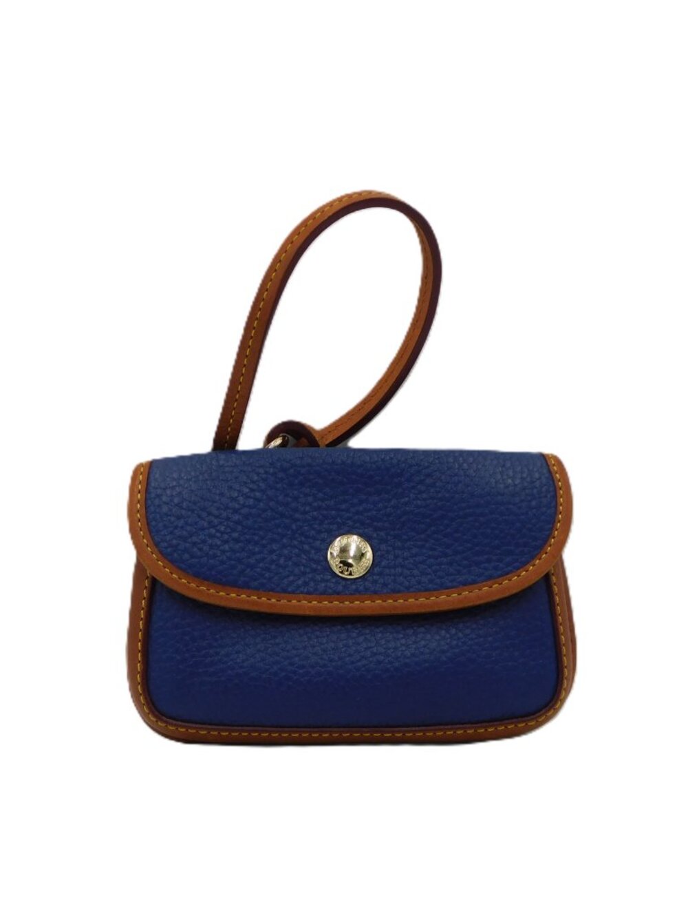 Dooney & Bourke Royal Blue Pebbled Leather w/Brown Trim Mini Wristlet | Vintage